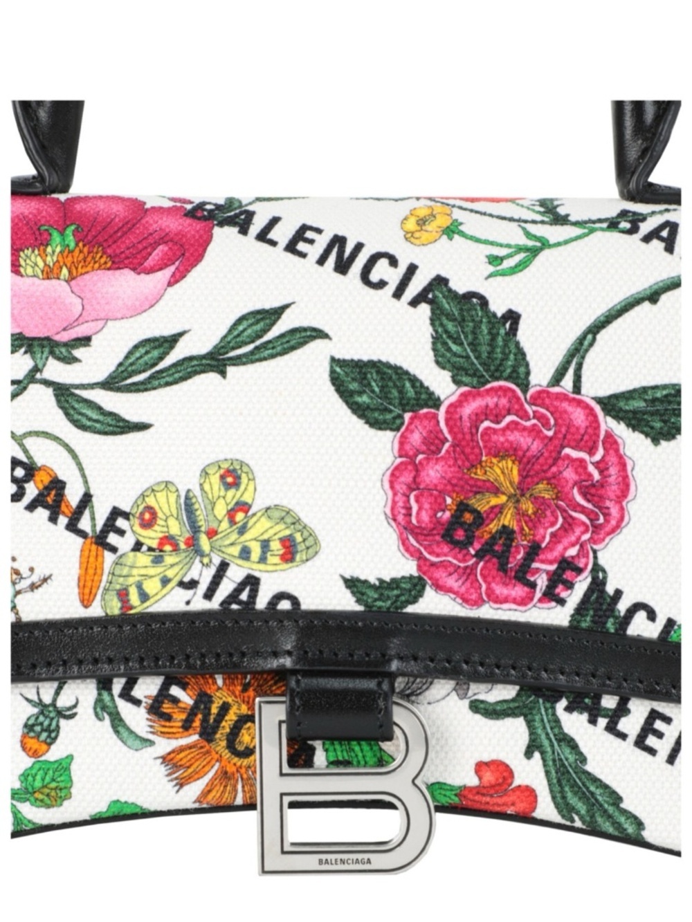 Gucci Floral Print Top-Handle Crossbody Bag in White, Black, Pink, and Green. - Picture 3 of 4